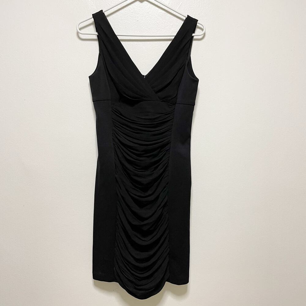 White House Black Market V-Neck Sleeveless Drape Knee Length Dress